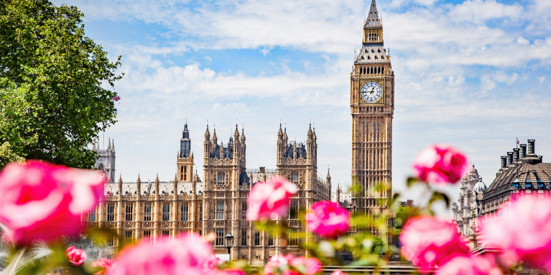 houses of parliament in spring